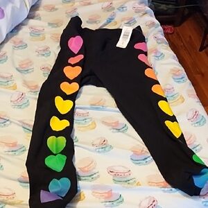 Torrid Black and Pink Heart Leggings